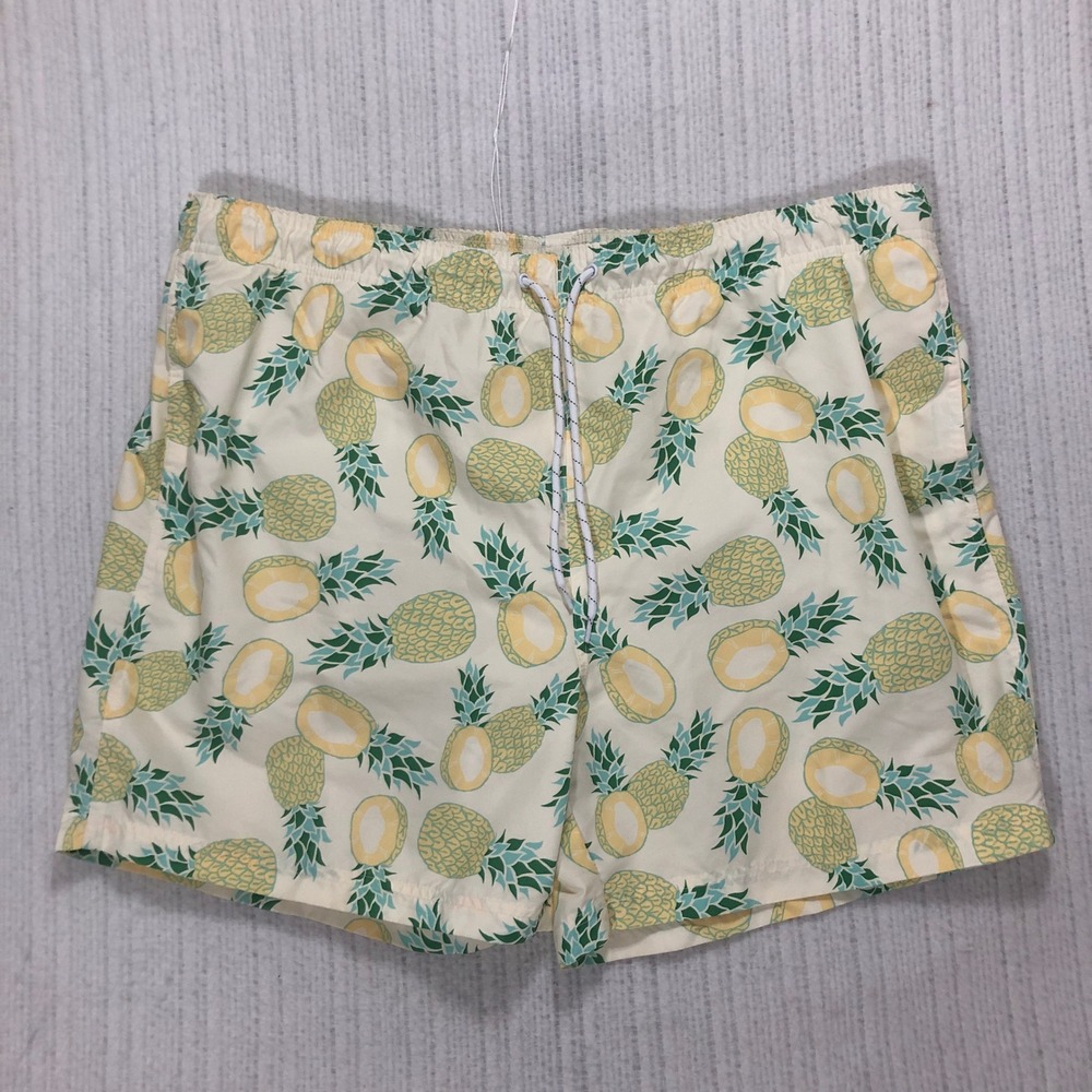 Boca Classics Swim Shorts XX-Large Pineapple Print Drawstring Waist‎ Men's
